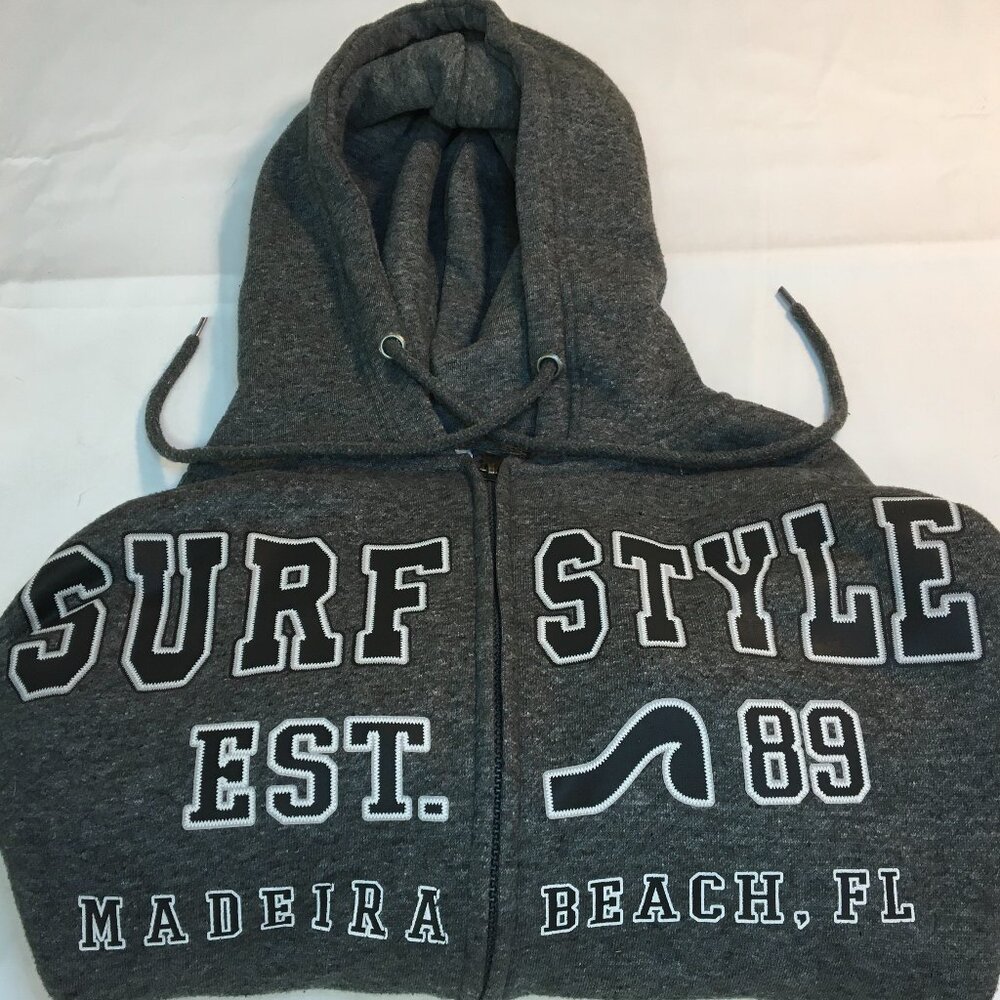 SURF STYLE HOODIE SMALL UNISEX PACIFIC & CO SURFING MADEIRA BEACH FL PREPPY GRAY